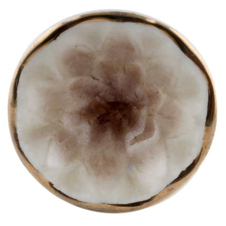 Brown Cut Ceramic Cabinet Knob in Silver Fitting